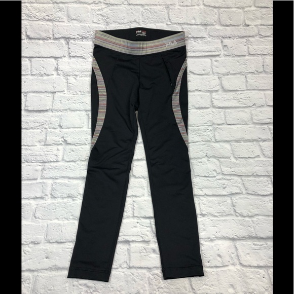 Fila Sport Running leggings crop Pants. Performance Size Small black stretch - Picture 2 of 11